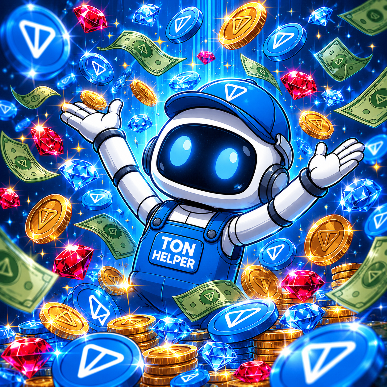 Edy surrounded by TON treasure